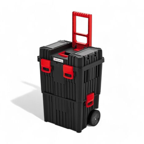 Cassetta trolley portautensili robusta con ruote struttura polipropilene vassoio estraibile modulabile capacità 25 kg