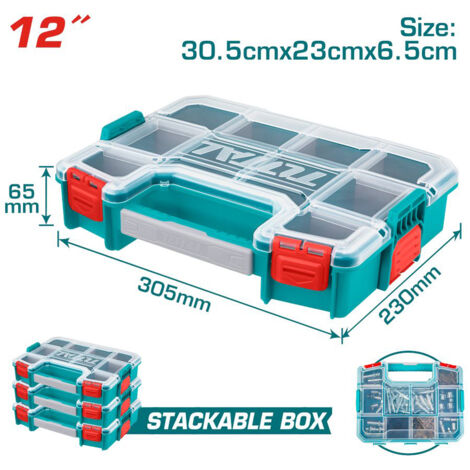 CASSETTA VALIGETTA PORTAMINUTERIE UTENSILI ORGANIZER MODULABILE 30,5x23x6,5cm TOTAL