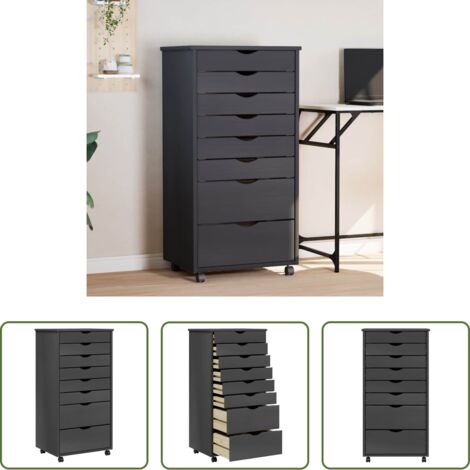 Cassetti -  Armadietto Rotante con Cassetti MOSS Grigio Legno Massello Pino