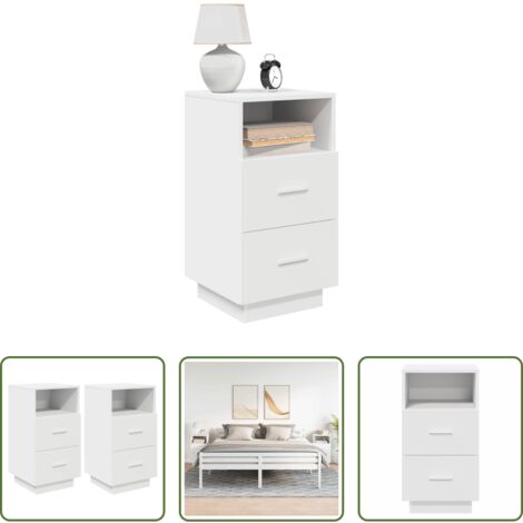 Cassetti -  Comodini 2 pz con 2 Cassetti Bianchi 36x36x68 cm
