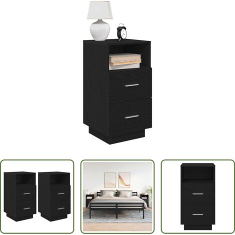 Cassetti -  Comodini 2 pz con 2 Cassetti Neri 36x36x68 cm