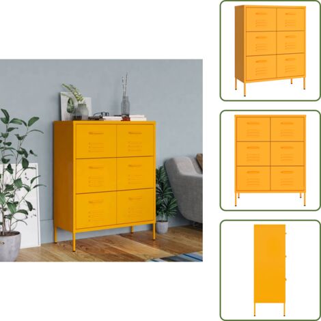 Cassetti estensibili - vidaXL Cassettiera Giallo Senape 80x35x101,5 cm in Acciaio - Armadio per casa