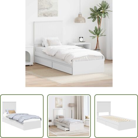 Cassetti integrati -  Letto con Contenitore Bianco 75 x 190 cm Legno multistrato