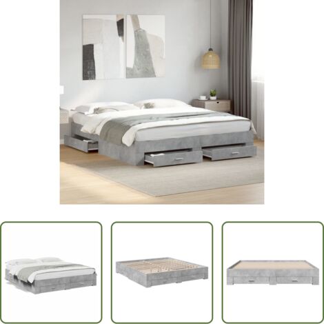 Cassetti letto -  Giroletto Cassetti Grigio Cemento 180x200 cm Legno Multistrato