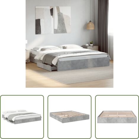 Cassetti letto -  Giroletto Cassetti Grigio Cemento 200x200 cm Legno Multistrato