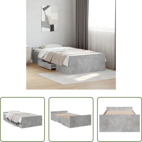 Cassetti letto -  Giroletto Cassetti Grigio Cemento 75x190 cm Legno Multistrato