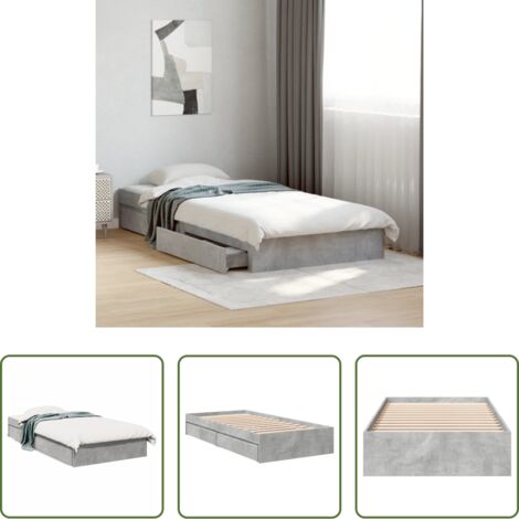 Cassetti letto -  Giroletto Cassetti Grigio Cemento 75x190 cm Legno Multistrato
