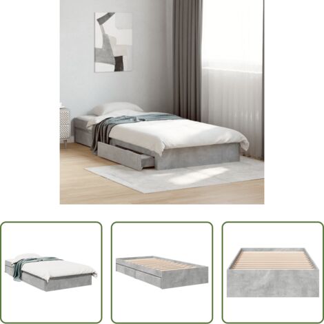 Cassetti letto -  Giroletto Cassetti Grigio Cemento 90x190 cm Legno Multistrato