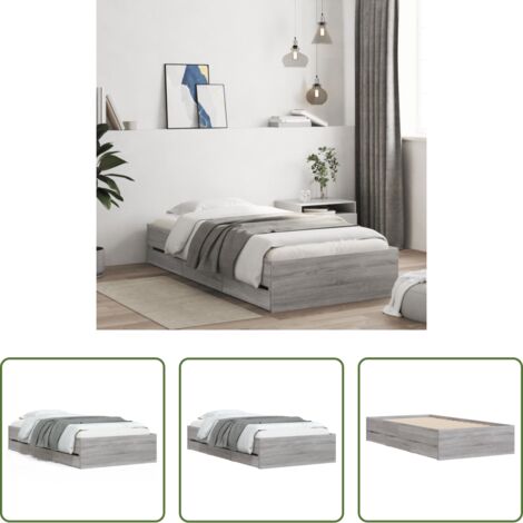 Cassetti letto -  Giroletto Cassetti Grigio Sonoma 100x200 cm Legno Multistrato