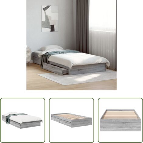 Cassetti letto -  Giroletto Cassetti Grigio Sonoma 100x200 cm Legno Multistrato