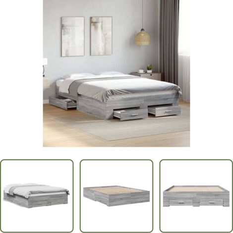 Cassetti letto -  Giroletto Cassetti Grigio Sonoma 120x190 cm Legno Multistrato