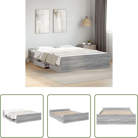 Cassetti letto -  Giroletto Cassetti Grigio Sonoma 150x200 cm Legno Multistrato
