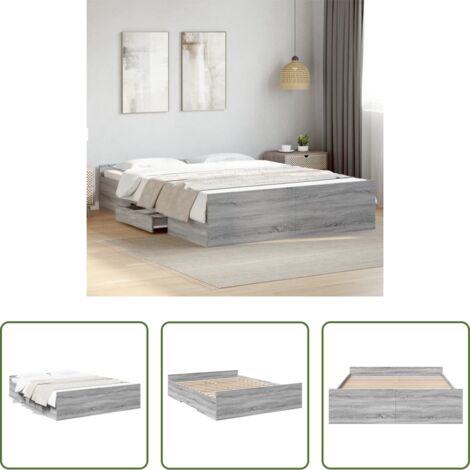 Cassetti letto -  Giroletto Cassetti Grigio Sonoma 160x200 cm Legno Multistrato