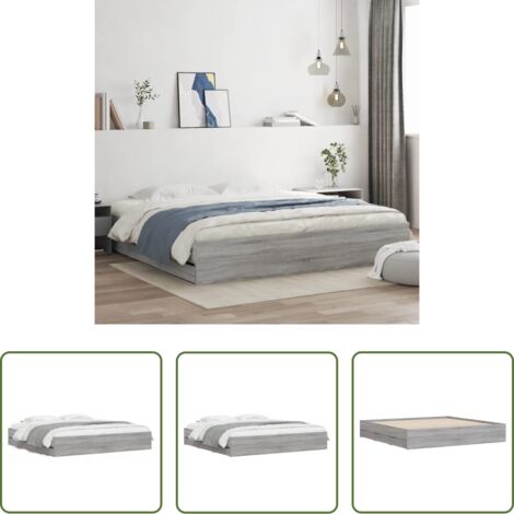 Cassetti letto -  Giroletto Cassetti Grigio Sonoma 200x200 cm Legno Multistrato