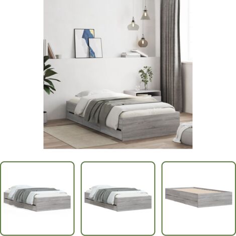 Cassetti letto -  Giroletto Cassetti Grigio Sonoma 75x190 cm Legno Multistrato