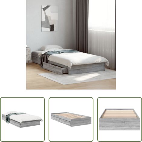 Cassetti letto -  Giroletto Cassetti Grigio Sonoma 75x190 cm Legno Multistrato