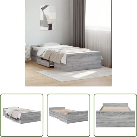 Cassetti letto -  Giroletto Cassetti Grigio Sonoma 75x190 cm Legno Multistrato