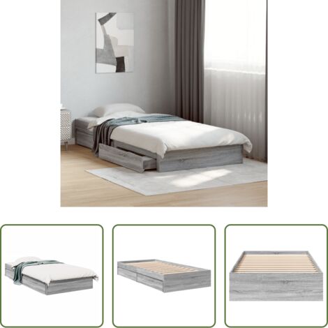 Cassetti letto -  Giroletto Cassetti Grigio Sonoma 90x190 cm Legno Multistrato