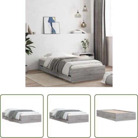 Cassetti letto -  Giroletto Cassetti Grigio Sonoma 90x190 cm Legno Multistrato