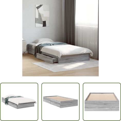 Cassetti letto -  Giroletto Cassetti Grigio Sonoma 90x200 cm Legno Multistrato