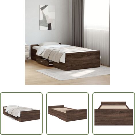 Cassetti letto -  Giroletto Cassetti Rovere Marrone 75x190 cm Legno Multistrato