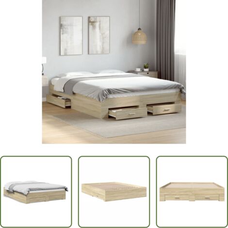 Cassetti letto -  Giroletto Cassetti Rovere Sonoma 160x200 cm Legno Multistrato
