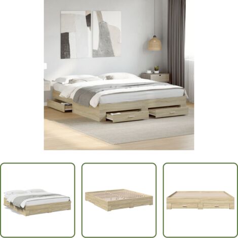 Cassetti letto -  Giroletto Cassetti Rovere Sonoma 180x200 cm Legno Multistrato
