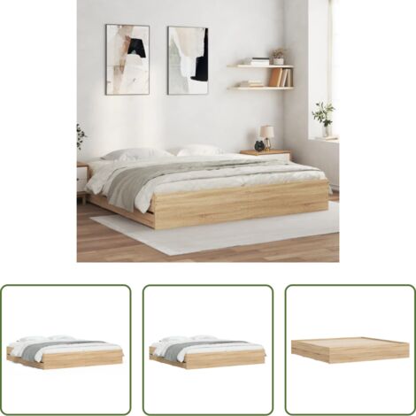 Cassetti letto -  Giroletto Cassetti Rovere Sonoma 200x200 cm Legno Multistrato