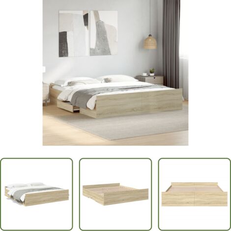 Cassetti letto -  Giroletto Cassetti Rovere Sonoma 200x200 cm Legno Multistrato