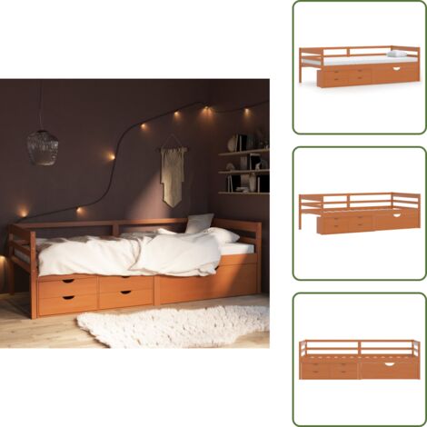 Cassetti letto - vidaXL Giroletto con Cassetti Grigio Scuro in Legno di Pino 90x200 cm - Letto con contenitore