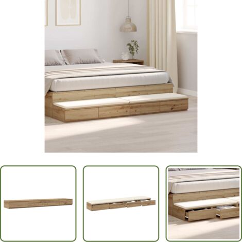 Cassetti minimali -  Cassetti per letto Rovere artigianale 200 x 36,5 x 16,5 cm