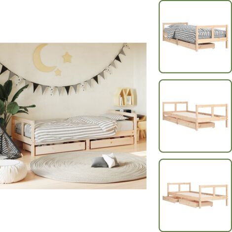 Cassetti per bambini - vidaXL Giroletto Bambini con Cassetti 80x200 cm Legno Massello di Pino - Letto con cassetto
