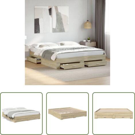 Cassetti per letto -  Giroletto Cassetti Rovere Sonoma 200x200 cm Legno Multistrato