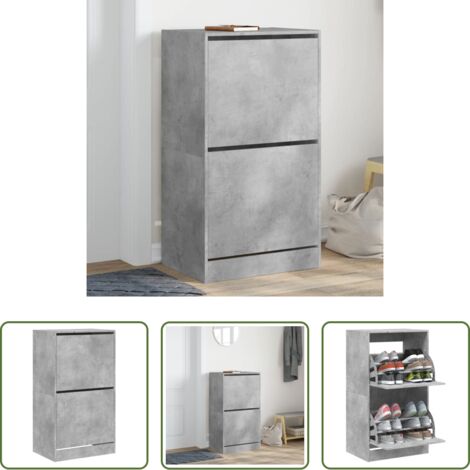 Cassetti ribaltabili -  Scarpiera 2 Cassetti Ribaltabili Grigio Cemento 60x42x108 cm