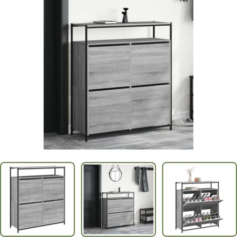 Cassetti ribaltabili -  Scarpiera 4 Cassetti Ribaltabili Grigio Sonoma 100x34x112 cm