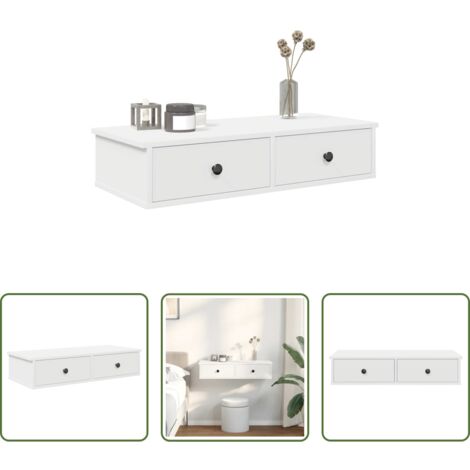 Cassetti -  Scaffale a Parete con Cassetti Bianco 80x34x17 cm in Truciolato