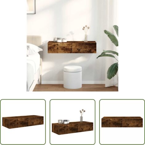 Cassetti -  Scaffale a Parete con Cassetti Fumo 80x33x17 cm in Truciolato