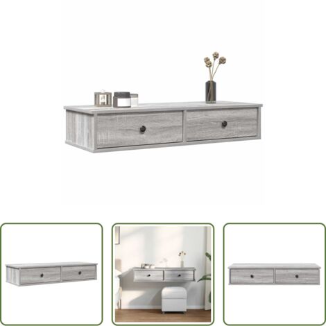 Cassetti -  Scaffale a Parete con Cassetti Grigio 100x37,5x19 cm Truciolato