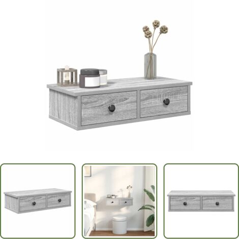 Cassetti -  Scaffale a Parete con Cassetti Grigio 60x28x15 cm in Truciolato