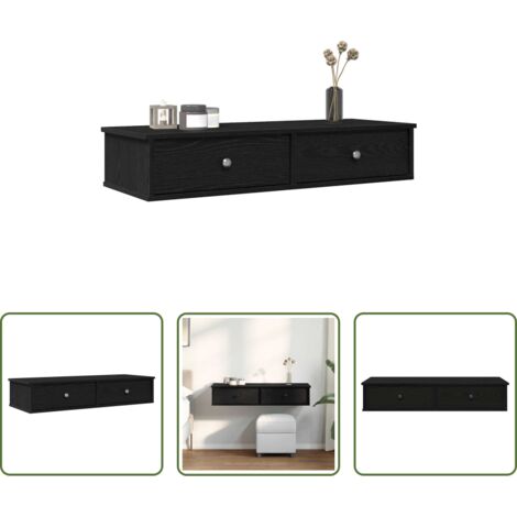 Cassetti -  Scaffale a Parete con Cassetti Nero 100x37,5x19cm in Truciolato