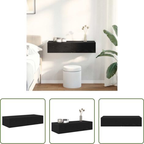 Cassetti -  Scaffale a Parete con Cassetti Nero 80x33x17 cm in Truciolato
