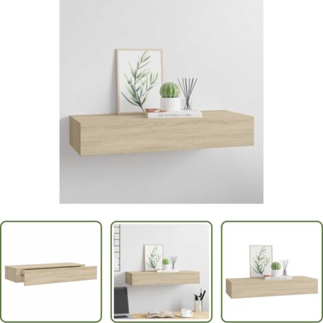 Cassetti -  Scaffale con Cassetti da Parete Rovere 60x23,5x10 cm in MDF