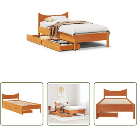Cassetti sotto letto -  Giroletto Cassetti Marrone Cera 75x190cm in Legno Massello Pino