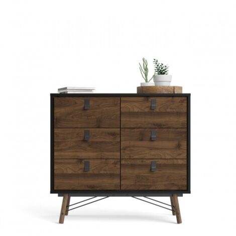 Cassettiera 102 x 95 h cm nero opaco e noce - Longarone