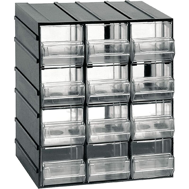 Image of Cassettiera organizer porta minuterie impilabile ad incastro con 12 cassetti 19x15xH23 cm