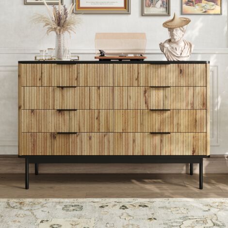Cassettiera 120x39.5x80cm Cassetti silenziosi gambe stabili stile nordico MDF naturale per ingresso e soggiorno