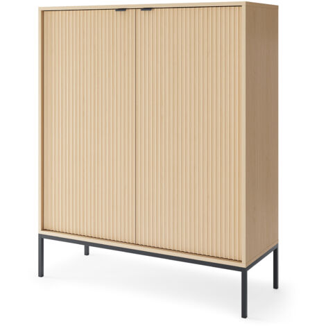 Cassettiera: 2 cassetti, 2 ante, Bianco, Nero, 104 x 83 x 39 cm, maniglie dorate