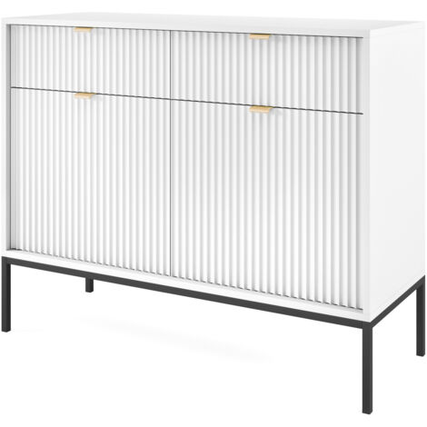 Cassettiera: 2 cassetti, 2 ante, labrador, oro, 104 x 83 x 39 cm, maniglie dorate