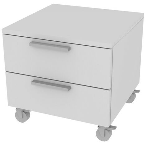 Cassettiera 2 cassetti - Design moderno, chiusura rallentata - Bianco