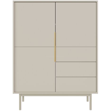 Cassettiera: 3 cassetti, 2 ante, mobile: Nero, 81,4 x 153,5 x 39,5 cm